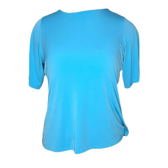 Susan Graver Women’s Turquoise Top Size 1X Short Sleeve Stretch - Picture 1 of 8